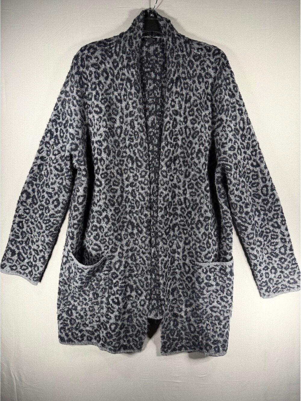 Talbots Leopard Print Open Front Cardigan Sweater Size XL